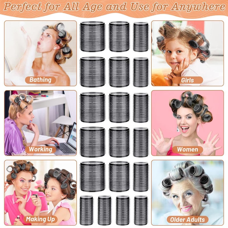 Cludoo Hair Curler Rollers for Women 24PCS Heatless Hair Roller with 12PCS Clips, 4 Sizes（Jumbo Large Medium Small）Self Grip Holding Hair Rollers for Long Medium Short Thick Fine Volume Thin Bangs Hair - Image 4